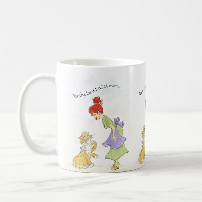 Mom with cat coffee mug (Left)