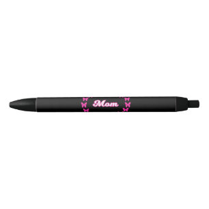 Mom With Cute Pink Butterflies Black Ink Pen