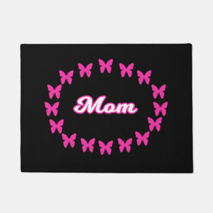 Mom With Cute Pink Butterflies Doormat