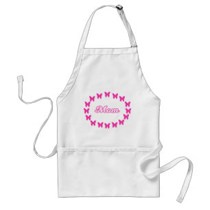 Mom With Cute Pink Butterflies Standard Apron