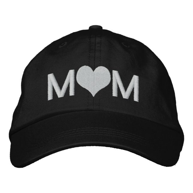 Mom With Heart Embroidered Hat (Front)