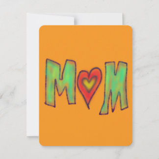 Mom With Heart Hand Drawn Art Yellow Card