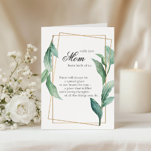 Mom with Love Green and Gold Tropical Leaves Card