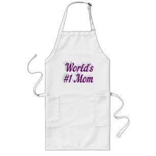 Mom with purple text long apron