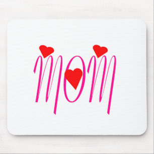 Mom with Red Hearts Mouse Pad