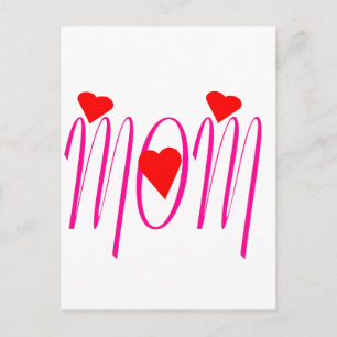Mom with Red Hearts Postcard