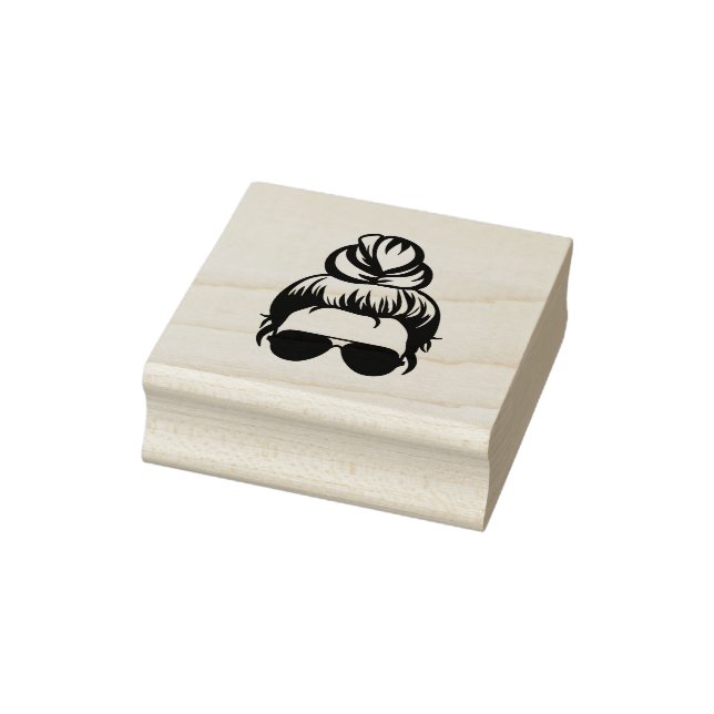 Mom Woman messy bun with sunglasses Rubber Stamp (Stamp)
