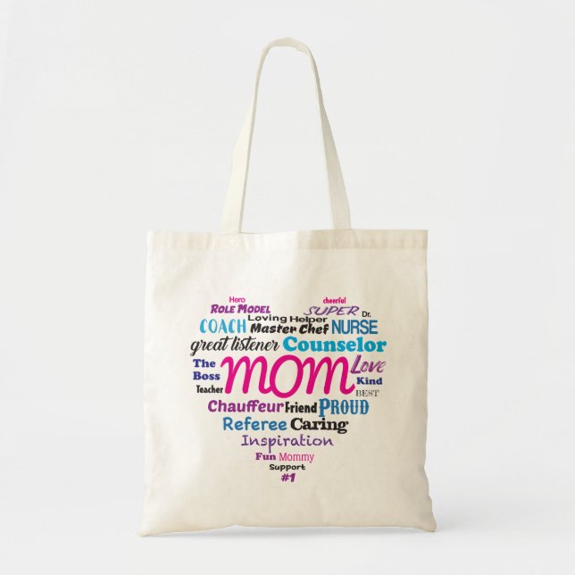 Mom, Word Heart - Tote Bag (Front)
