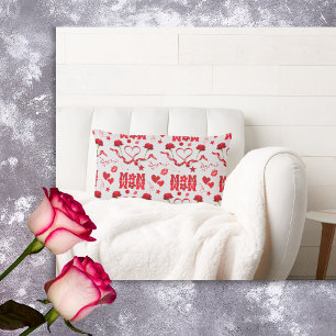 MOM/WOW: A Love Letter in Red on grey   Lumbar Pillow