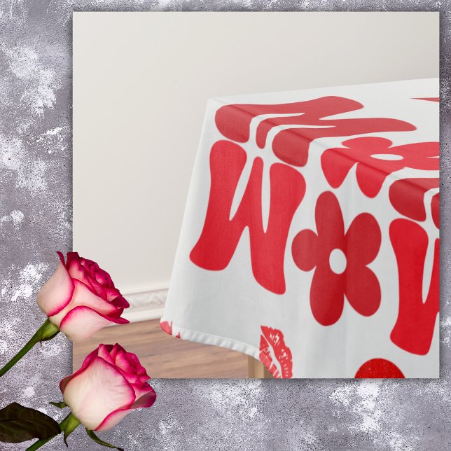 MOM/WOW: A Love Letter in Red on grey | Tablecloth (Creator Uploaded)