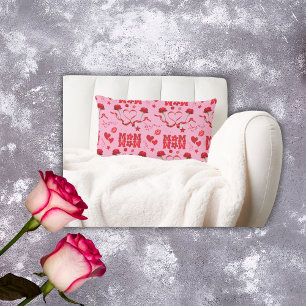 MOM/WOW: A Love Letter in Red on pink   Lumbar Pillow
