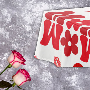 MOM/WOW: A Love Letter in Red on white Tablecloth