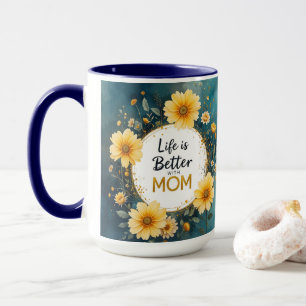 MOM Yellow Wildflowers Butterflies Mug