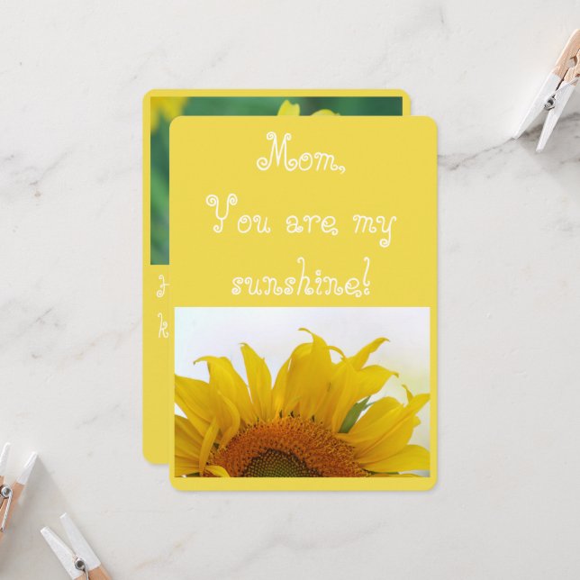 Mom, You are my sunshine! Card (Front/Back In Situ)