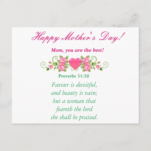 Mom, You are the best! Postcard (Front)