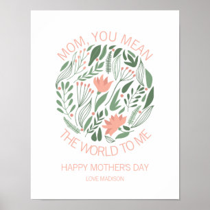 Mom You Mean The World To Me Mother's Day Poster