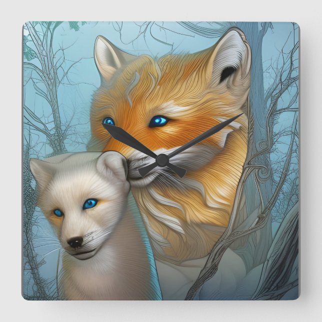 Mom You're the best - Fox and baby   Square Wall Clock (Front)
