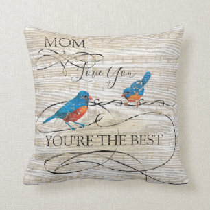 Mom You're the Best Musical Bluebirds Throw Pillow