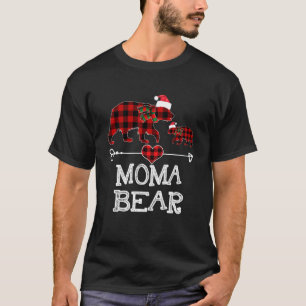 Moma Bear Christmas Pajama Red Plaid Buffalo Famil T-Shirt