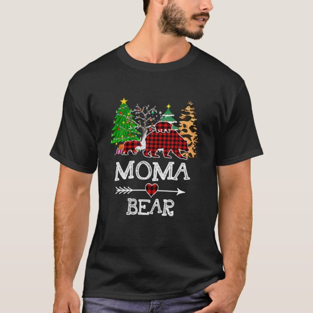 Moma Bear , Red Buffalo Plaid Moma Bear Pajama T-Shirt (Front)