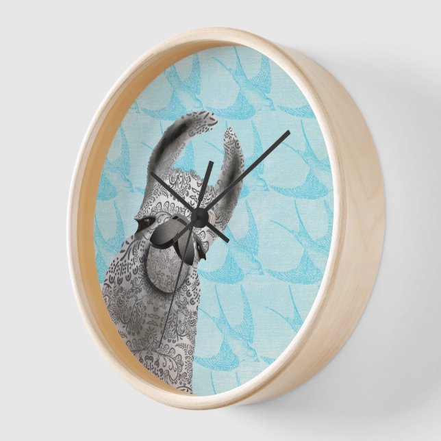 Moma Llama Blue Bird Clock (Angle)