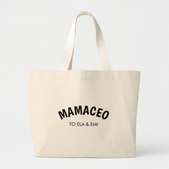 Momager | Modern Mom Manager Custom Names Large Tote Bag (Front)