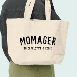 Momager | Modern Mom Manager Kids Names Large Tote Bag<br><div class="desc">Simple, stylish "Momager" custom quote art tote bag with modern, minimalist typography in white in a bold trendy style. The perfect gift or accessory for Mother's Day, your Mom's Birthday or just because! The words can easily be personalized with your own message for a gift as unique as you are!...</div>