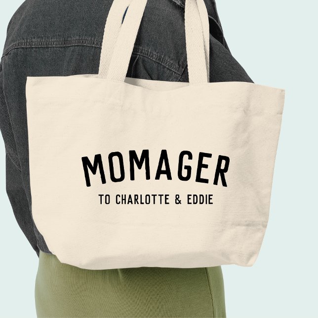 Momager | Modern Mom Manager Kids Names Large Tote Bag (Creator Uploaded)