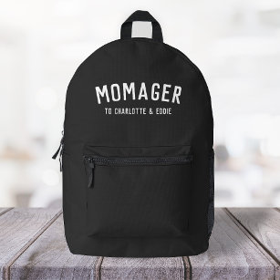 Momager   Modern Mom Manager Kids Names Printed Backpack