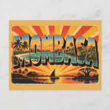 Mombasa Coastal Reef Palm Vintage Travel Art