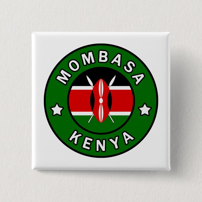 Mombasa Kenya 2 Inch Square Button (Front)