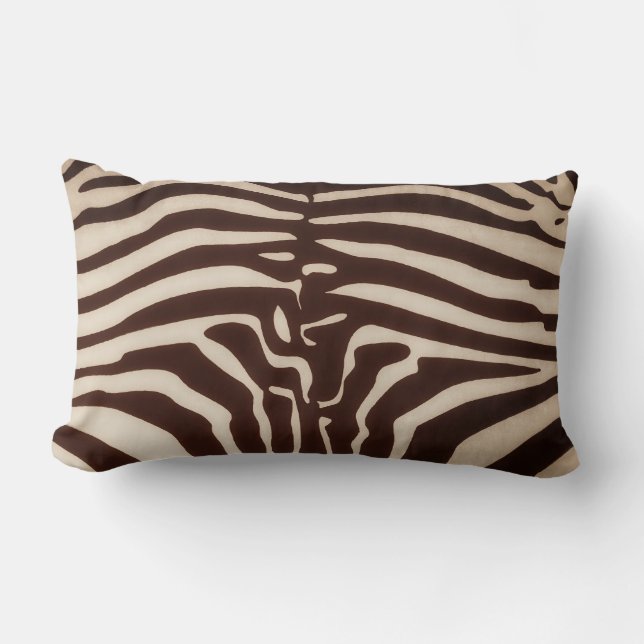 Mombasa Zebra Print Lumbar Throw Pillow, Brown Lumbar Pillow (Front)