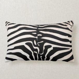 Mombasa Zebra Print Throw Lumbar Pillow, Black Lumbar Pillow
