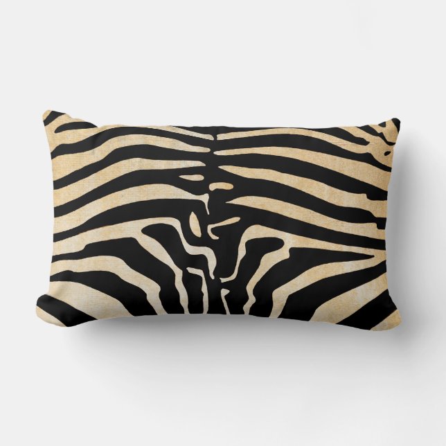 Mombasa Zebra Print Throw Lumbar Pillow, Black/Tan Lumbar Pillow (Front)