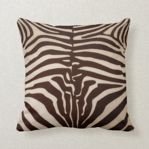 Mombasa Zebra Print Throw Pillow, Safari Brown Pillow