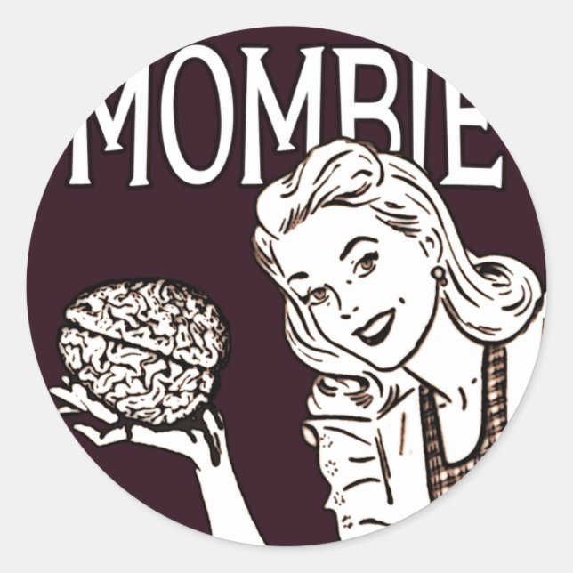 Mombie Retro Zombie Classic Round Sticker (Front)