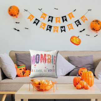 Mombie Trendy Spider Kids Zombie Throw Pillow