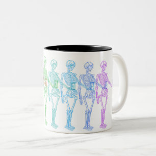 Momento Mori Anatomical Skeleton Vivid Rainbow Two-Tone Coffee Mug