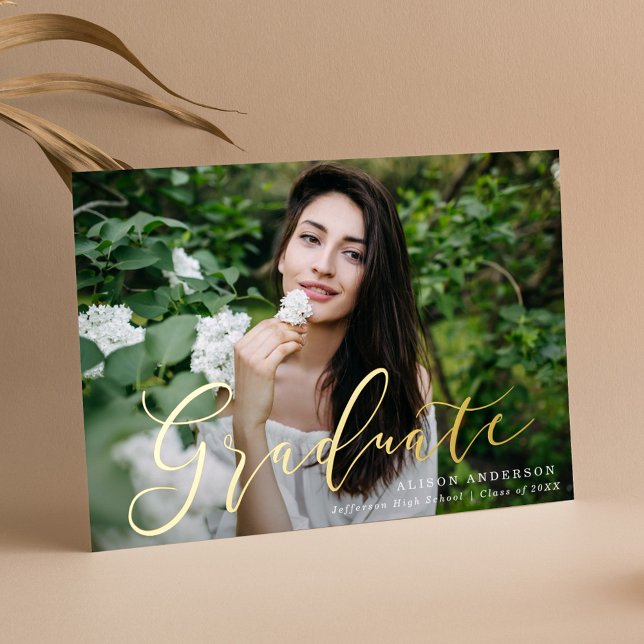 Momentous Gold Foil Script Graduation Announcement (Creator Uploaded)