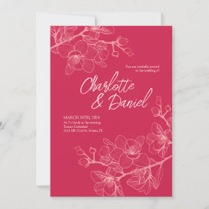 Moments d'orchidée magenta   FAIRE-PART DE MARIAGE