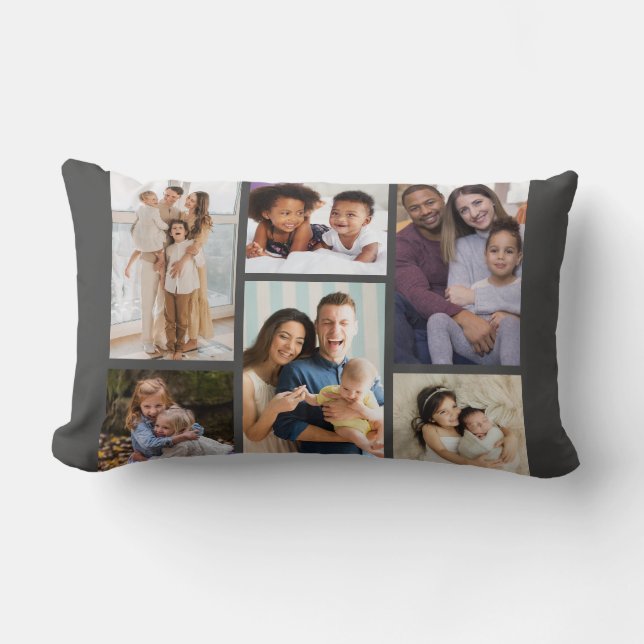 Moments in Focus: Customizable 6 Photo Collage Lumbar Pillow (Front)