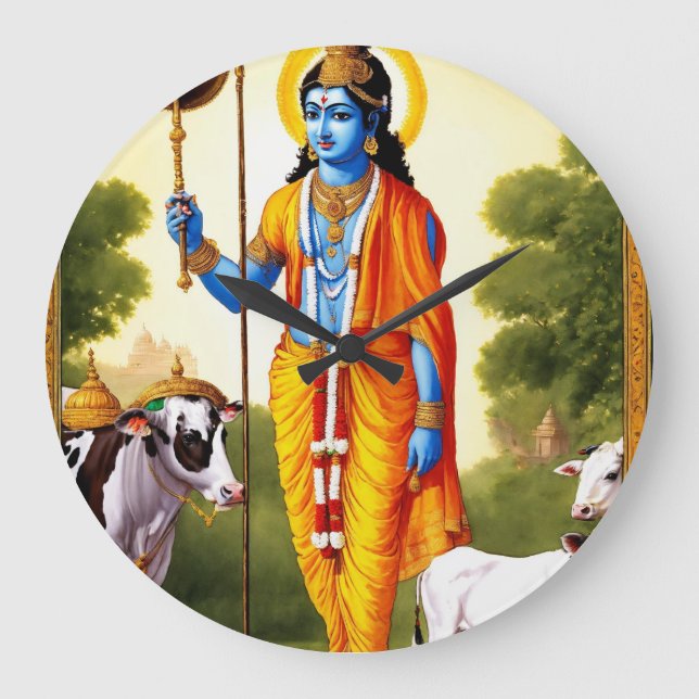 Moments sacrés : horloge murale Ram Bhagwan avec d (Recto)