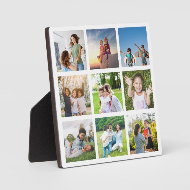 Moments Treasured: Customizable 9 Photo Collage Plaque (Front)