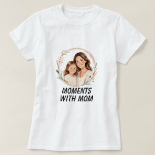 Moments With Mom Mother Daughter Floral Portrait T T-Shirt