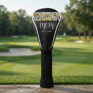 MomEstablished Modern Bold Script Black 3 Photo Golf Head Cover