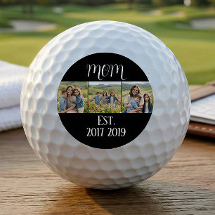 MomEstablished ModernBold Script Black 3 Photo Golf Balls