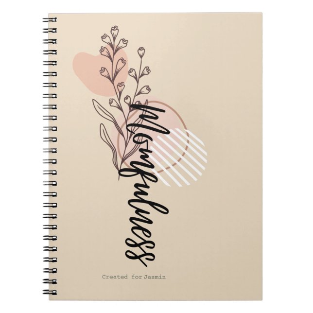 Momfulness Boho Floral Name Script Design Notebook (Front)