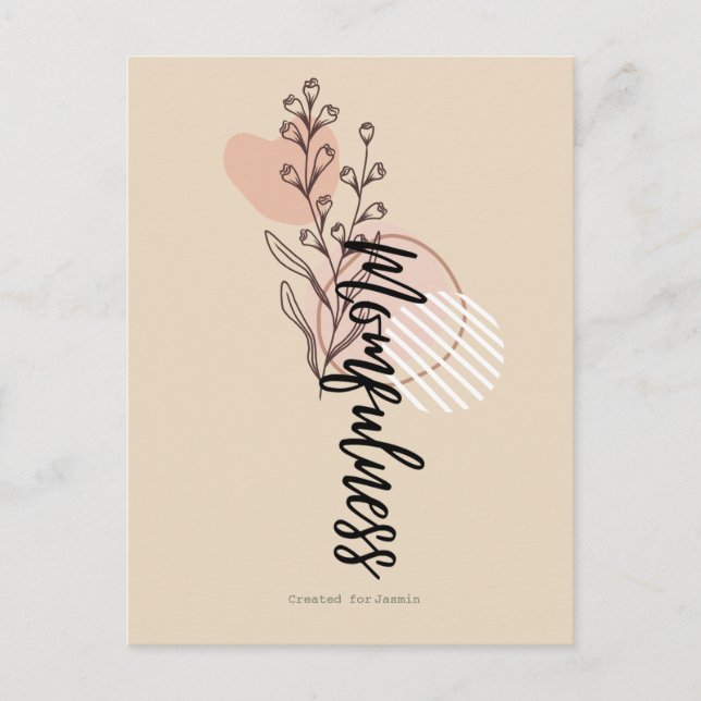 Momfulness Boho Floral Name Script Design Postcard (Front)
