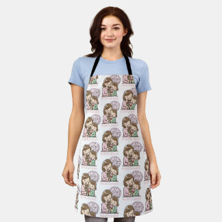 Momfulness Cute Mother Daughter Ice Cream Pattern Apron