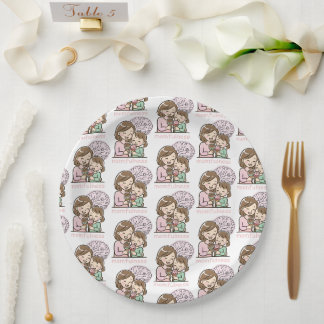 Momfulness Cute Mother Daughter Ice Cream Pattern Paper Plate